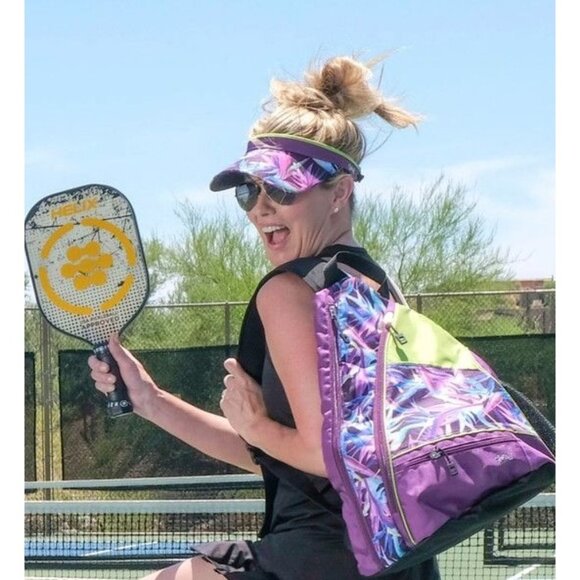 Glove it Bird Of Paradise Visor OS Lime Green Purple Multicolor Athleisure NEW - Picture 7 of 7